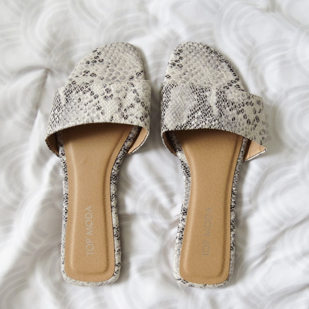 Top Moda Snake Slide On Sandals - Size 6